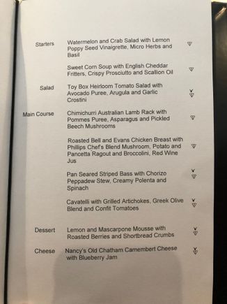 July menu JFK