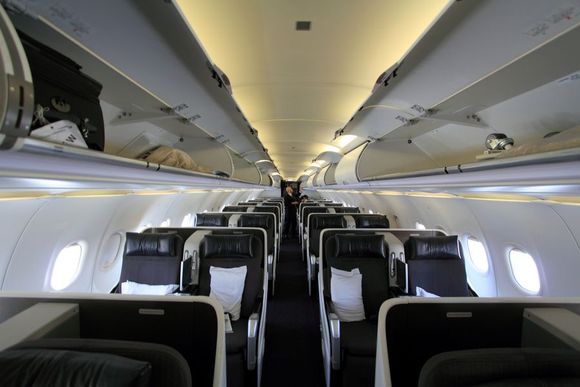 Cabin view backward (shot from end of flight)