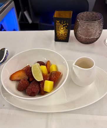 Lime marinated berries and mangoes 