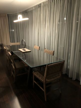 Dining area — windows overlook inner atrium and straight into neighboring offices