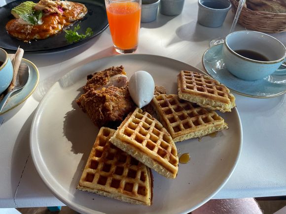 Chicken and waffles for my main