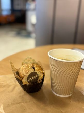 Another overpriced Americano coffee and a vegan muffin