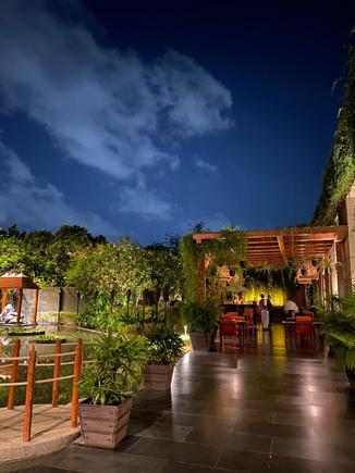 Night view of the restaurant on the ground floor