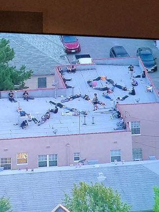 Protesters making a crude BLM on the roof of an apartment building. It’s been pretty peaceful all day in LA and this imo is a pretty great way to spread their message. They are basically trapped because the police kettled them and they ran up to the roof. The police is giving them the opportunity to come down peacefully but they’ll be going up there soon and arresting them for curfew citations.

