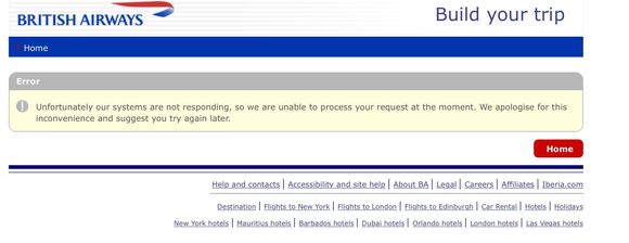 BA error message