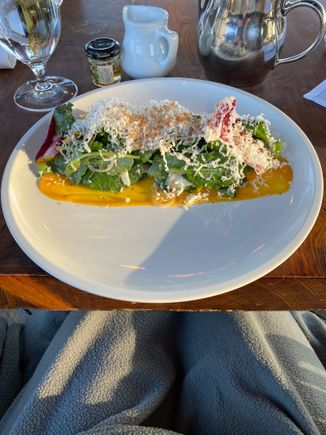 Squash salad for dinner was pretty good, both of us liked it.