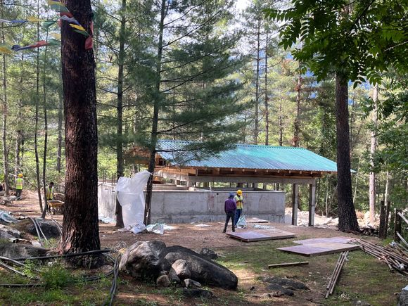 Construction of plunge pool and gym in front of room 20,21,23,34
