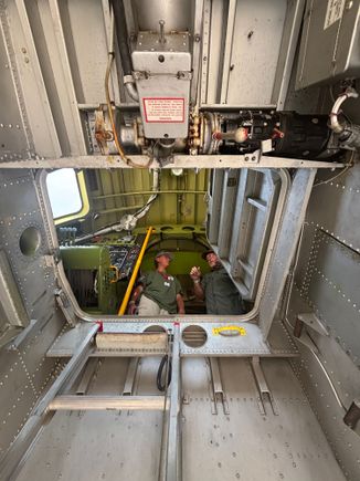 Looking up the ladder into the cockpit section