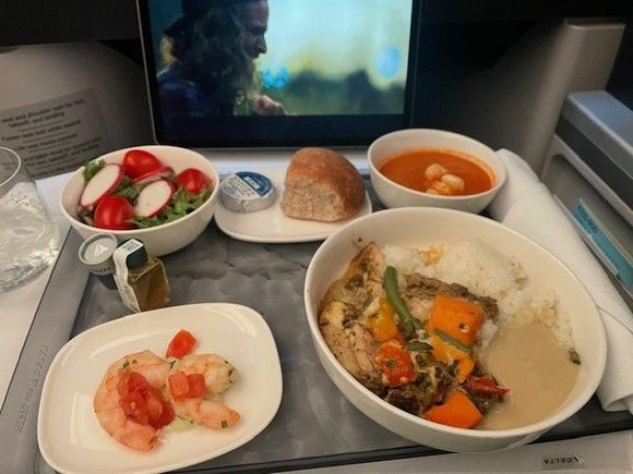 ATL - SCL: Thai green curry chicken - really great meal and something I would not hesitate to order again.