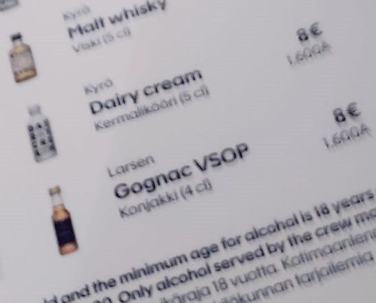 AY is now serving Gognac onboard