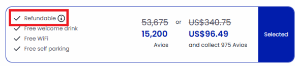 Initial booking screen
