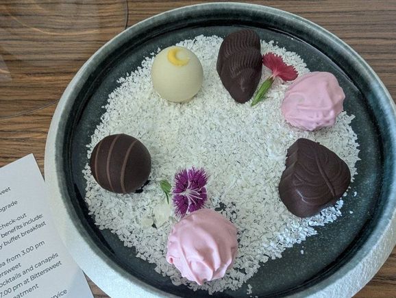 Welcome gift of chocolates in room