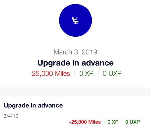 Cost of upgrade from U to O = 25,000 miles