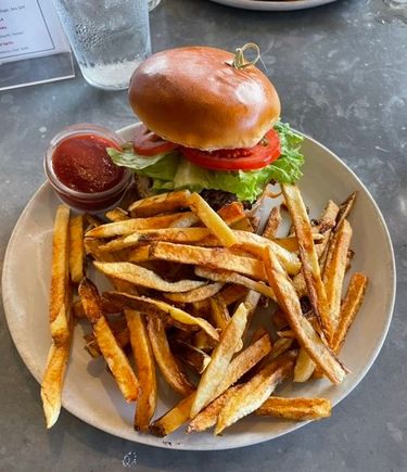 Bacon and BBQ Burger with sea salt fries at Street Burger Kaua’i 