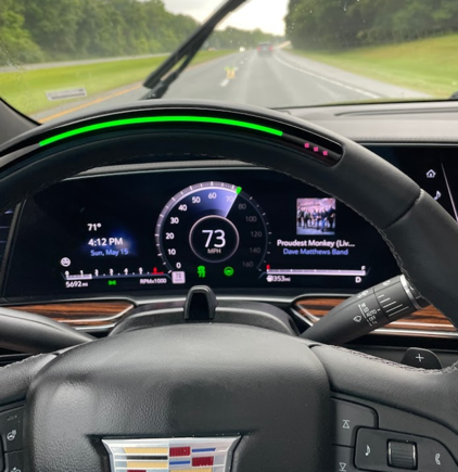 SuperCruise. The green LEDs are visible but the red dots to the right are IR sensors checking for driver engagement. Can't be seen with naked eye.