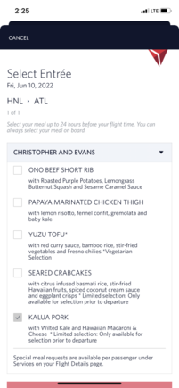 Five (5) Delta One Menu Options