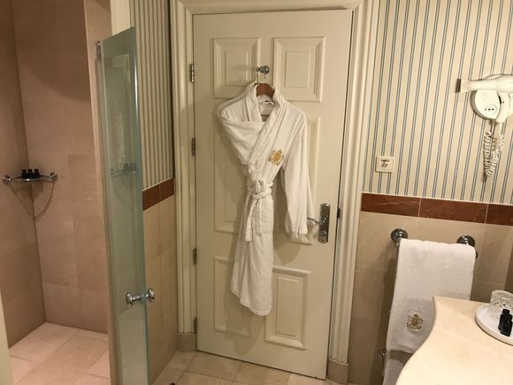Heated towelrack and bathrobe