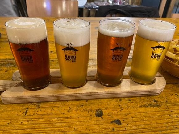 L to R: La Cibeles Imperial IPA, Laugar Crypt Keeper IPA, La Cibeles Scotch Ale, Mad Brewing Mad Trigo