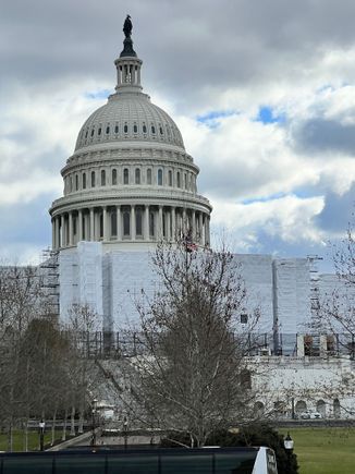 Capital under renovation. We were told the marble of the face was starting to come loose and a piece in fact fell and hit a bystander. 
