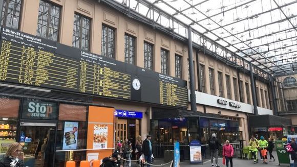 Arriving at Helsinki's central railway station