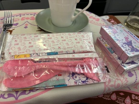 Hello Kitty cutlery from economy class, Hello Kitty playing cards