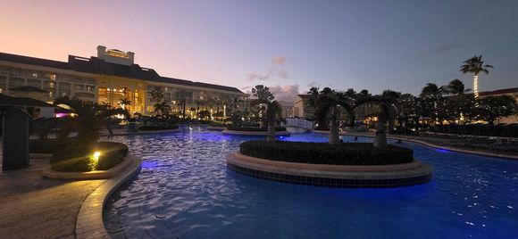 Hotel pool at night