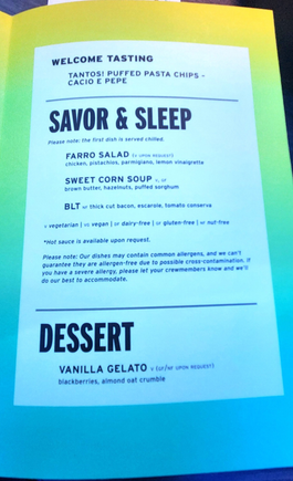 Fixed menu on overnight flights