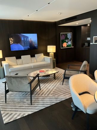 Living room with bar to the right
