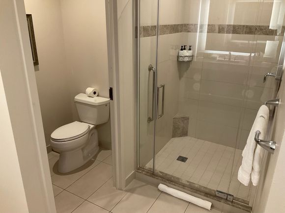 This suite has a shower only : pressure excellent and heat regulation is easy 