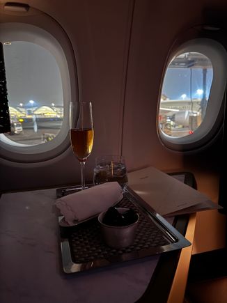 Pre departure champagne 
