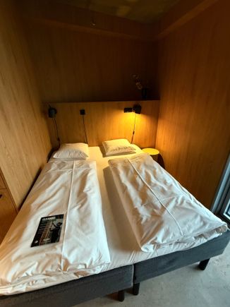 I am alone, but I would NOT like this if traveling with another person. I cannot remember the last time i had a bed without access to the floor from both sides.