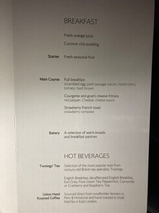 Menu also applies to BA272, 280 & 282