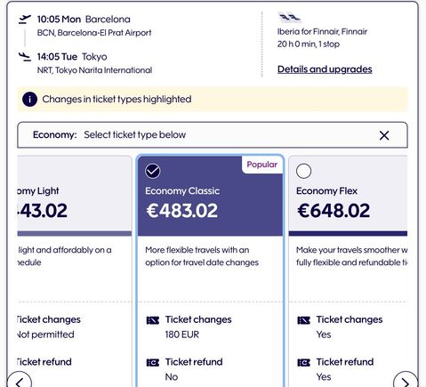 180€ change fee