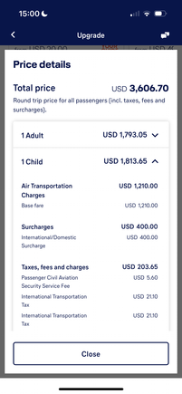 This breaks down the child fare. You can see that the adult fare above is leas