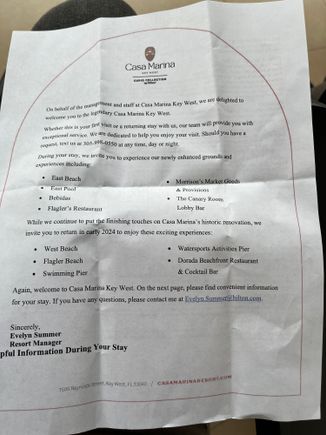 A letter explaining offerings