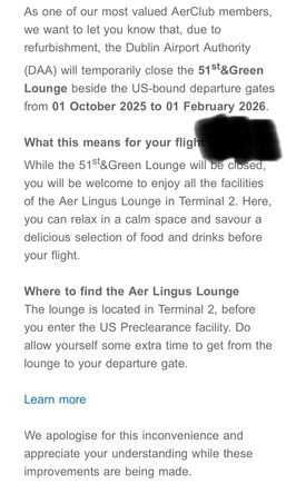 Email today setting out arrangements for my upcoming flight in Business. Seems to be no alternative but to use the EI lounge 