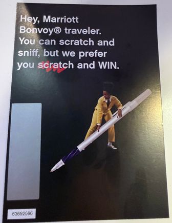 this scratch card was give out to Bonvoy Members