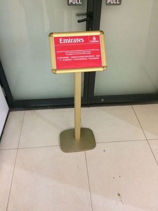 Signage outside the EK lounge