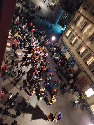Crowd in the street during Carnival at Sion