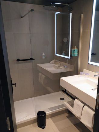 The bathroom facilities look better in this photo than they really were - they were very similar to those found in ibis hotels