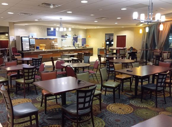 The breakfast area was just a seating area in the evening 