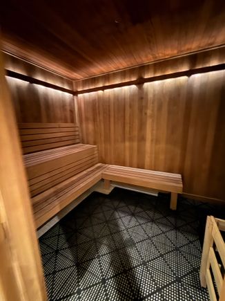 Sauna in men’s locker room