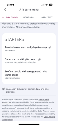 Main meal page