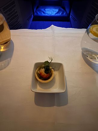 Amuse bouche - some sort of prawn tart.  