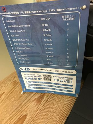 Fees for using their mini bar