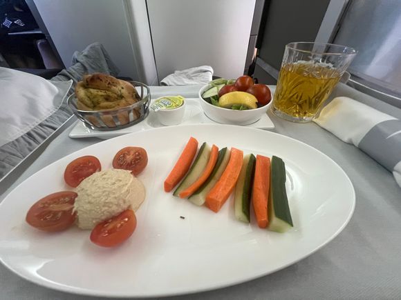 Child’s starter. Hummus and veg. Went down very well. 