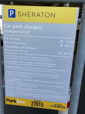 Pricing at Sheraton parking