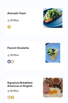 Breakfast menu 