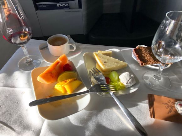 Absolutely heavenly dessert course with fruit, cheese, espresso, and port.