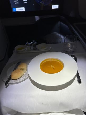The soup had a pretty spicy kick to it and was all the better for that. 